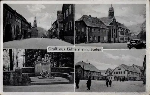 Ak Eichtersheim im Kraichgau Baden, Kirche, Ehrenmal, Straßenpartie