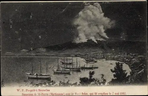 Ak Saint Pierre Martinique, Mont Pelée, Vulkanausbruch 1902