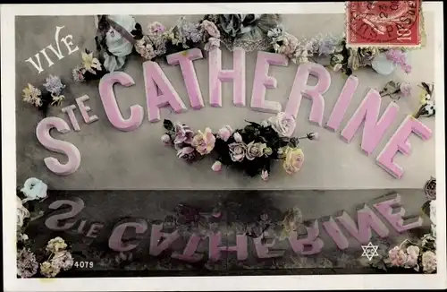 Buchstaben Ak Vive Ste Catherine, Blumen