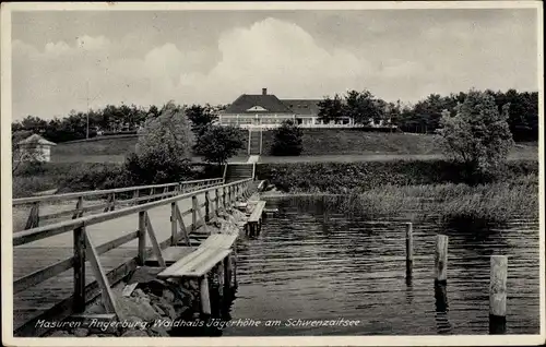Ak Węgorzewo Angerburg Ostpreußen, Waldhaus Jägerhöhe am Schwenzaitsee