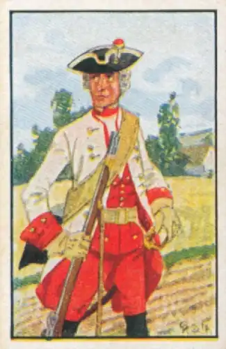 Sammelbild Deutsche Uniformen, Zeitalter Friedrichs des Großen, Serie 23 Bild 134 Regt. 1 Garde