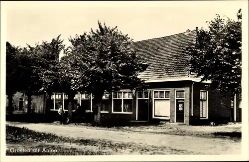 Ak Anloo Drenthe Niederlande, Ortsansicht, Gebäude, Bäume