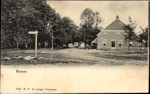 Ak Annen Drenthe Niederlande, Wohnhaus, Wegweiser, Straße