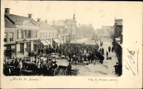 Ak Assen Drenthe Niederlande, Markt