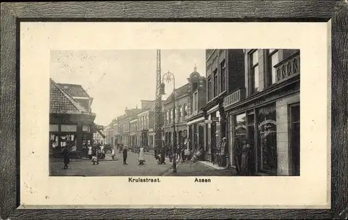 Präge Passepartout Ak Assen Drenthe Niederlande, Kruisstraat