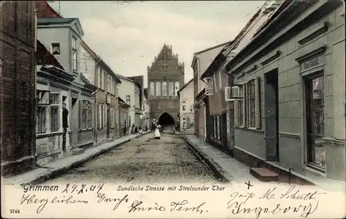 Ak Grimmen in Mecklenburg Vorpommern, Sundische Straße, Stralsunder Tor