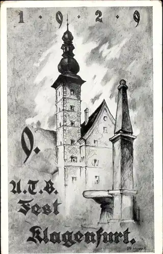 Künstler Ak Klagenfurt am Wörthersee in Kärnten, ATB Fest 1929, Akademischer Turnverein