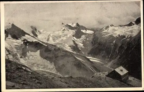 Ak Kaprun in Salzburg, Heinrich Schwaiger Haus gegen Riffelspitze, Gr. Wiesbachhorn