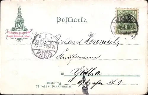 Litho Landschaft mit Kirche im Mondschein, Reklame, Stukenbrok Fahrräder Einbeck