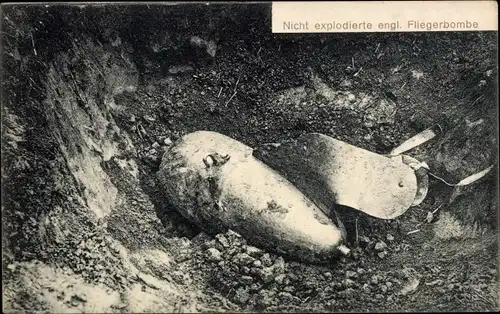 Ak Nicht explodierte englische Fliegerbombe, I WK