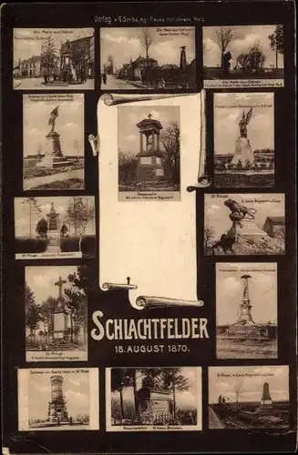 Ak Schlachtfelder 18. August 1870, St. Privat, Kriegerdenkmale