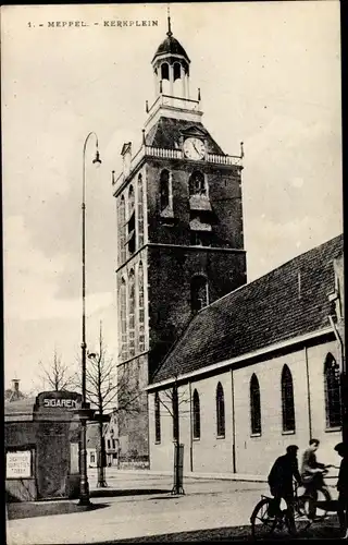 Ak Meppel Drenthe Niederlande, Kerkplein, Sigaren Kiosk