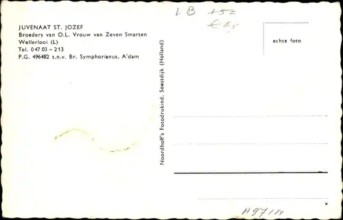 Ak Wellerlooi Limburg Niederlande, Juvenaat St. Jozef