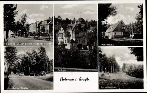 Ak Gelenau im Erzgebirge, Kurheim, Buschmühle, Annaberger Straße, Abt-Wald, Burkhardtsdorfer Straße