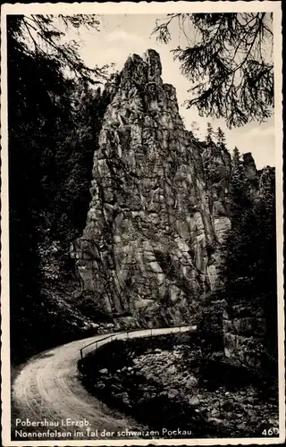 Ak Pobershau Marienberg im Erzgebirge, Nonnenfelsen im Tal der schwarzen Pockau