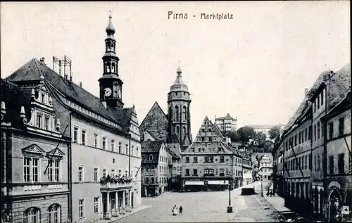 Ak Pirna an der Elbe, Marktplatz