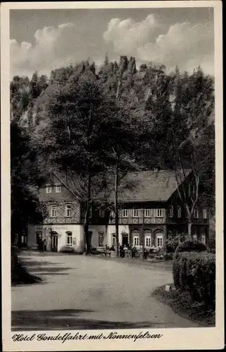 Ak Jonsdorf in Sachsen, Hotel Gondelfahrt mit Nonnenfelsen