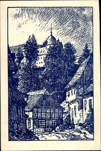 Künstler Ak Spitzmann, Hans, Stolberg Südharz, Schlossansicht
