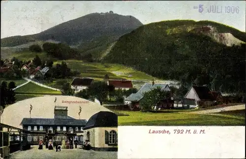 Ak Waltersdorf Großschönau Oberlausitz, Lausche, Bergrestaurant, Blick auf den Ort