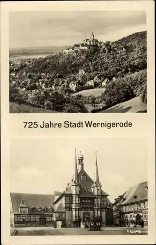 Ak Wernigerode im Harz, 725 Jahre, Panorama, Rathaus