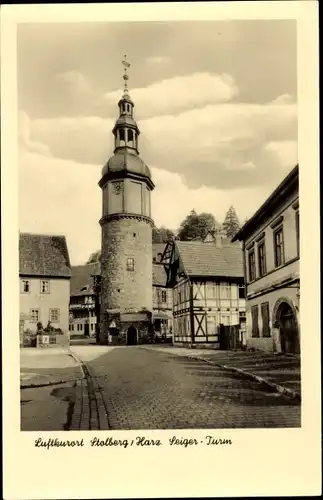 Ak Stolberg Harz, Seiger Turm mit Umgebung, Straße