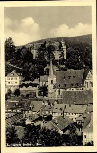 Ak Stolberg im Harz, Teilansicht mit Schloss und Kirche