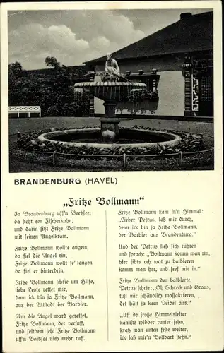 Ak Brandenburg an der Havel, Brunnen, Fritze Bollmann, Liedtext