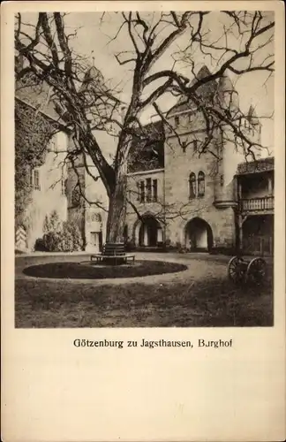 Ak Jagsthausen an der Jagst Württemberg, Burghof der Götzenburg