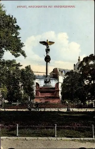 Ak Erfurt in Thüringen, Hirschgarten mit Kriegerdenkmal