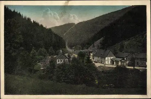 Ak Grünau Bad Leutenberg Thüringen, Siedlung im Wald, Sommerfrische Grünau, Inh. Kacholdt
