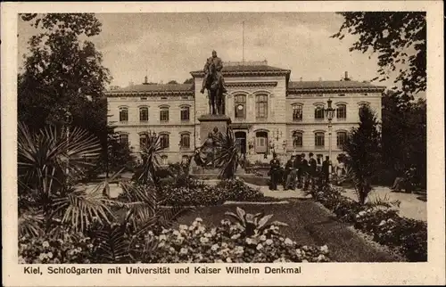 Ak Kiel, Schlossgarten mit Universität und Kaiser Wilhelm Denkmal