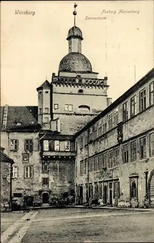 Ak Würzburg am Main Unterfranken, Festung Marienberg, Sonnenturm