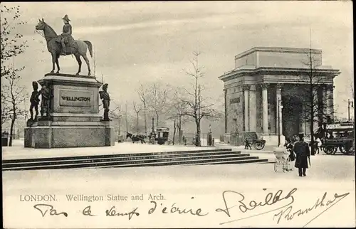 Ak London City England, Wellington Statue and Arch
