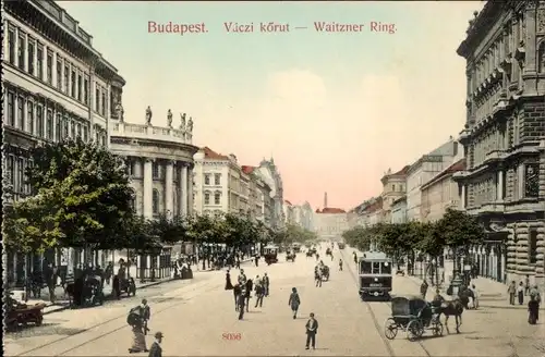Ak Budapest Ungarn, Waitzner Ring, Straßenbahn