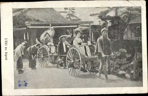 Ak Japan, L'Ete au Japon, Rikscha, Japaner