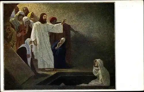 Künstler Ak Fugel, Gebh., Biblische Szene, Die Erweckung des Lazarus