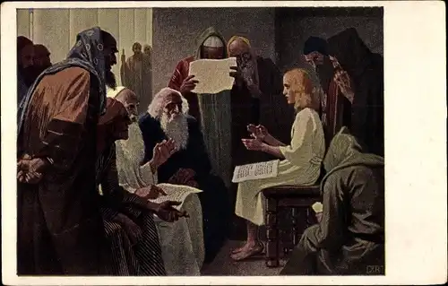 Künstler Ak Fugel, Gebh., Jesus lehrt im Tempel, biblische Szene