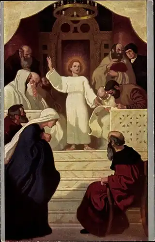Künstler Ak Kunz, Fr., Biblische Szene, Der Jesusknabe im Tempel