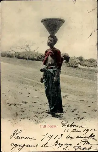 Ak Fruit Hawker, Afrikanerin, Feld, Korb