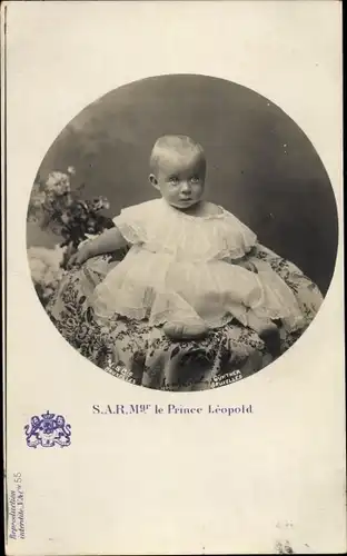 Ak Prinz Leopold von Belgien, Portrait als Baby