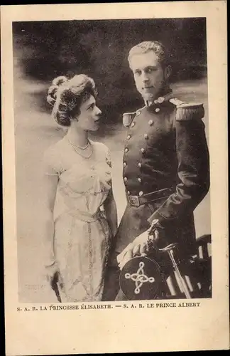 Ak Elisabeth Gabriele in Bayern, König Albert I. von Belgien, Portrait