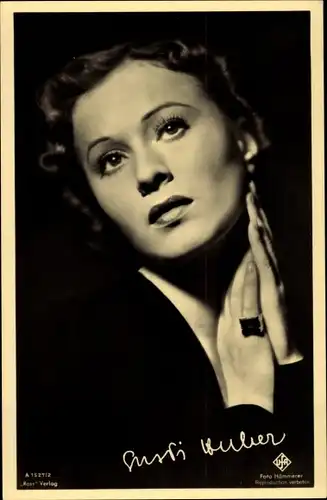 Foto Schauspielerin Gusti Huber, Portrait, Autogramm