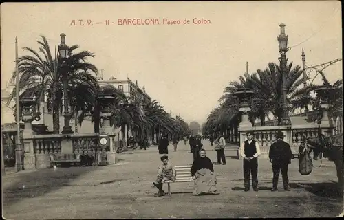 Ak Barcelona Katalonien Spanien, Paseo de Colon