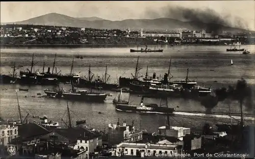 Ak Konstantinopel Istanbul Türkei, Port, Panorama