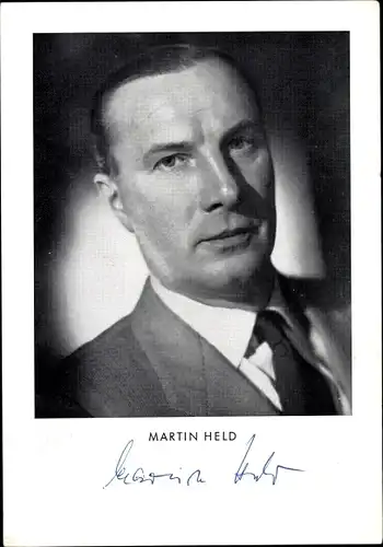 Ak Schauspieler Martin Held, Portrait, Autogramm, Film Canaris