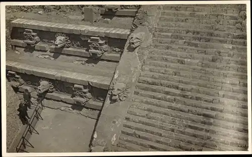 Ak Teotihuacán Mexico, Treppe vom Tempel