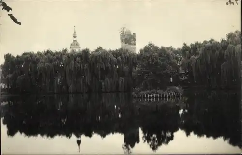 Foto Ak Triptis in Thüringen, Schlossturm, Kirchturm, Teich