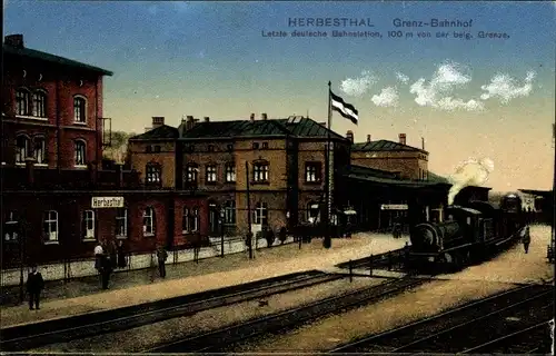 Ak Herbesthal Lontzen Wallonien Lüttich, Grenzbahnhof, Gleisseite, La Gare