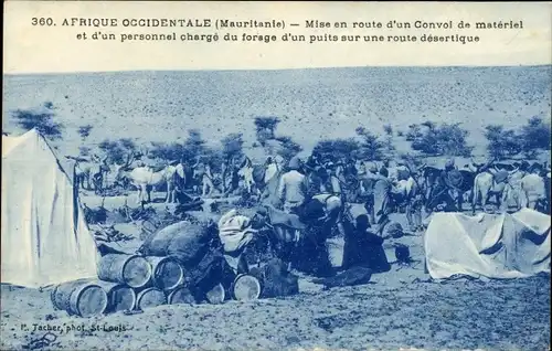 Ak Mauretanien, Afrique Occidentale, Mise en route d'un Convoi de materiel