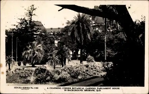 Ak Brisbane Australien, A Charming Corner Botanical Gardens, Parliament House